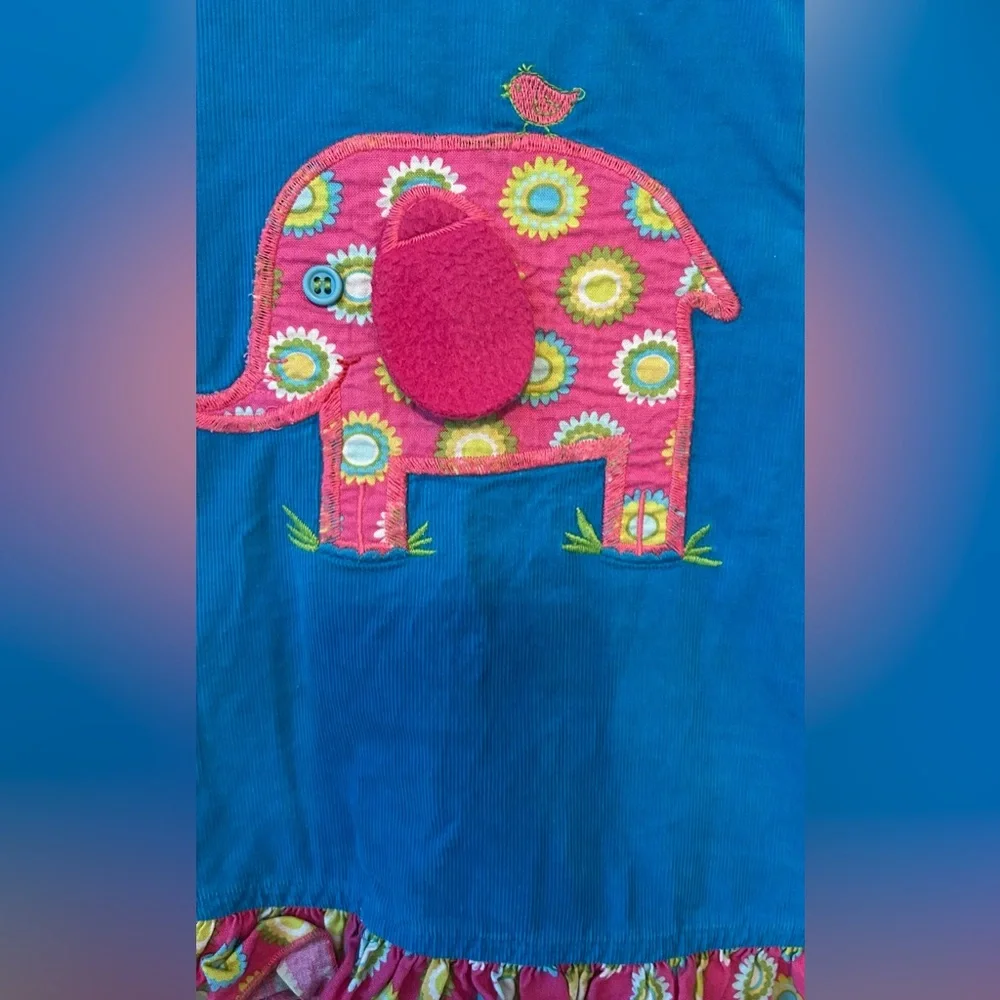 The Bailey Boys Blue Soft‎ Corduroy Elephant appliqué Size 12 M